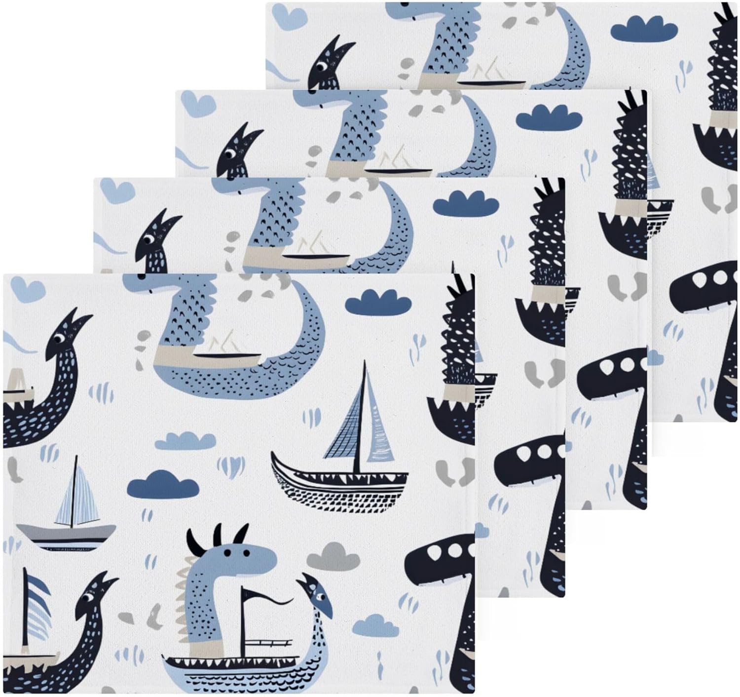 Viking Dragon Ship Washcloth Set - Fast Drying MultiPurpose Face Body Towels