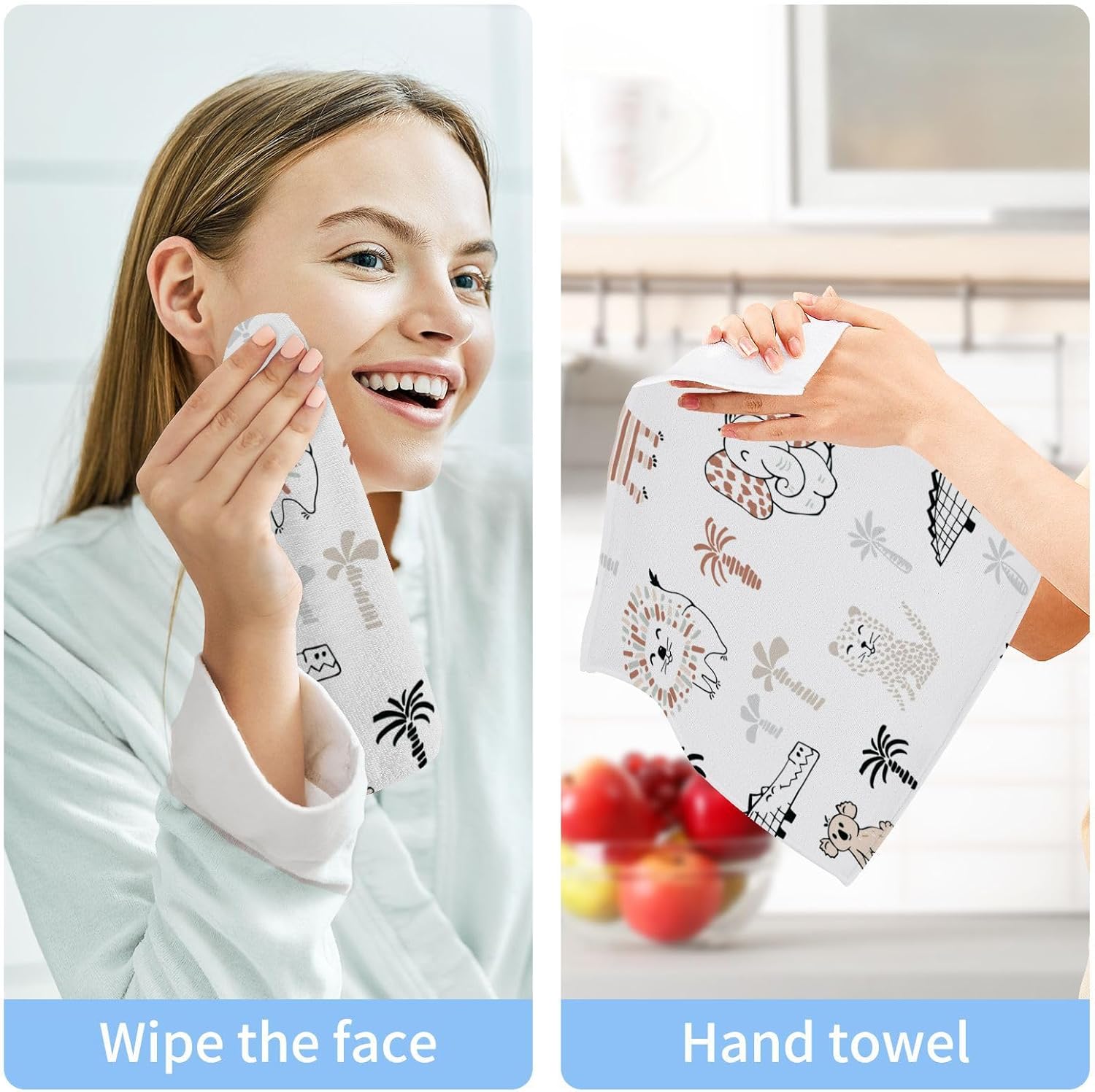 Cartoon Animal Washcloths 2 Pack for Baby and Bath