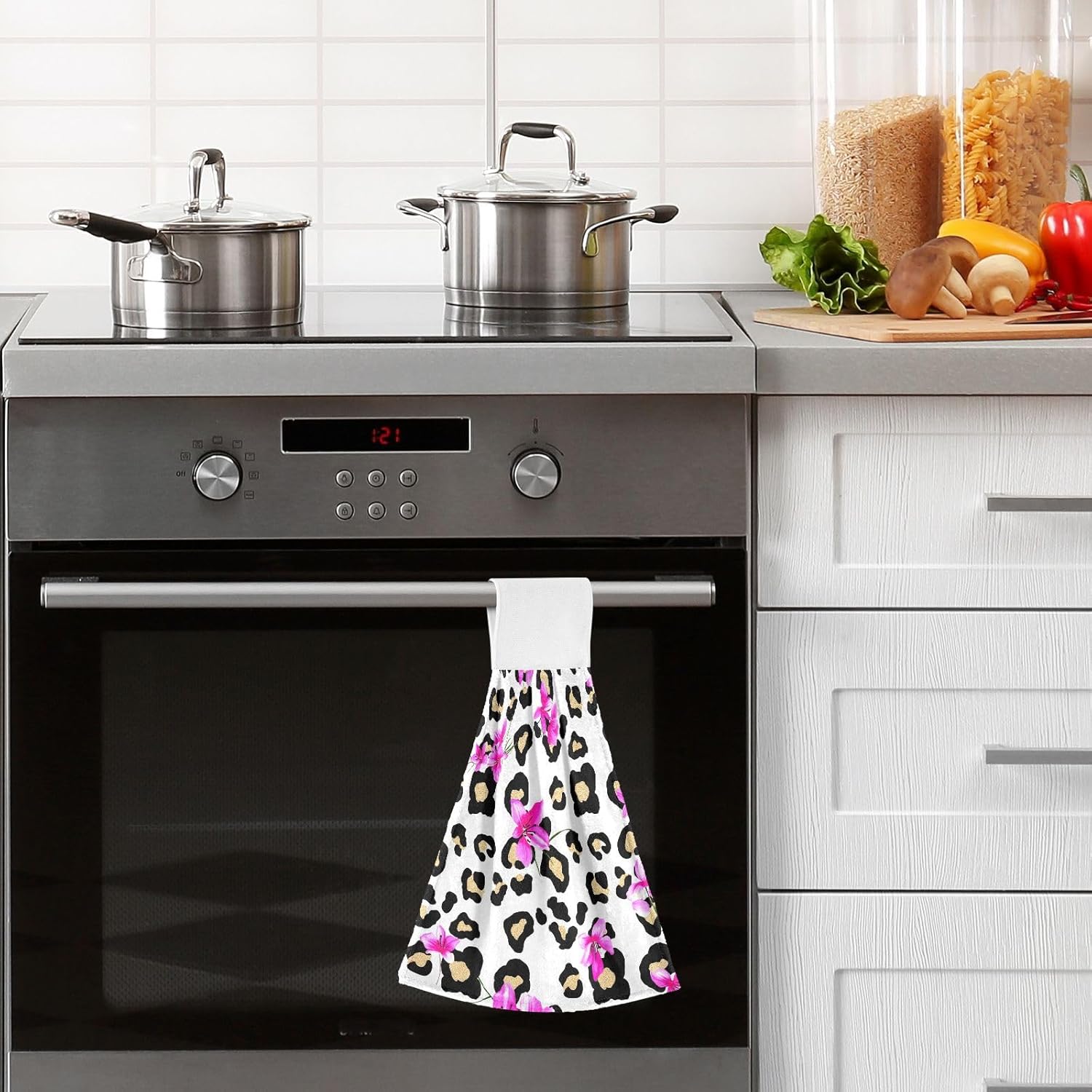 RPLIFE Black Leopard Spots Twin Pack Kitchen Hand Towels