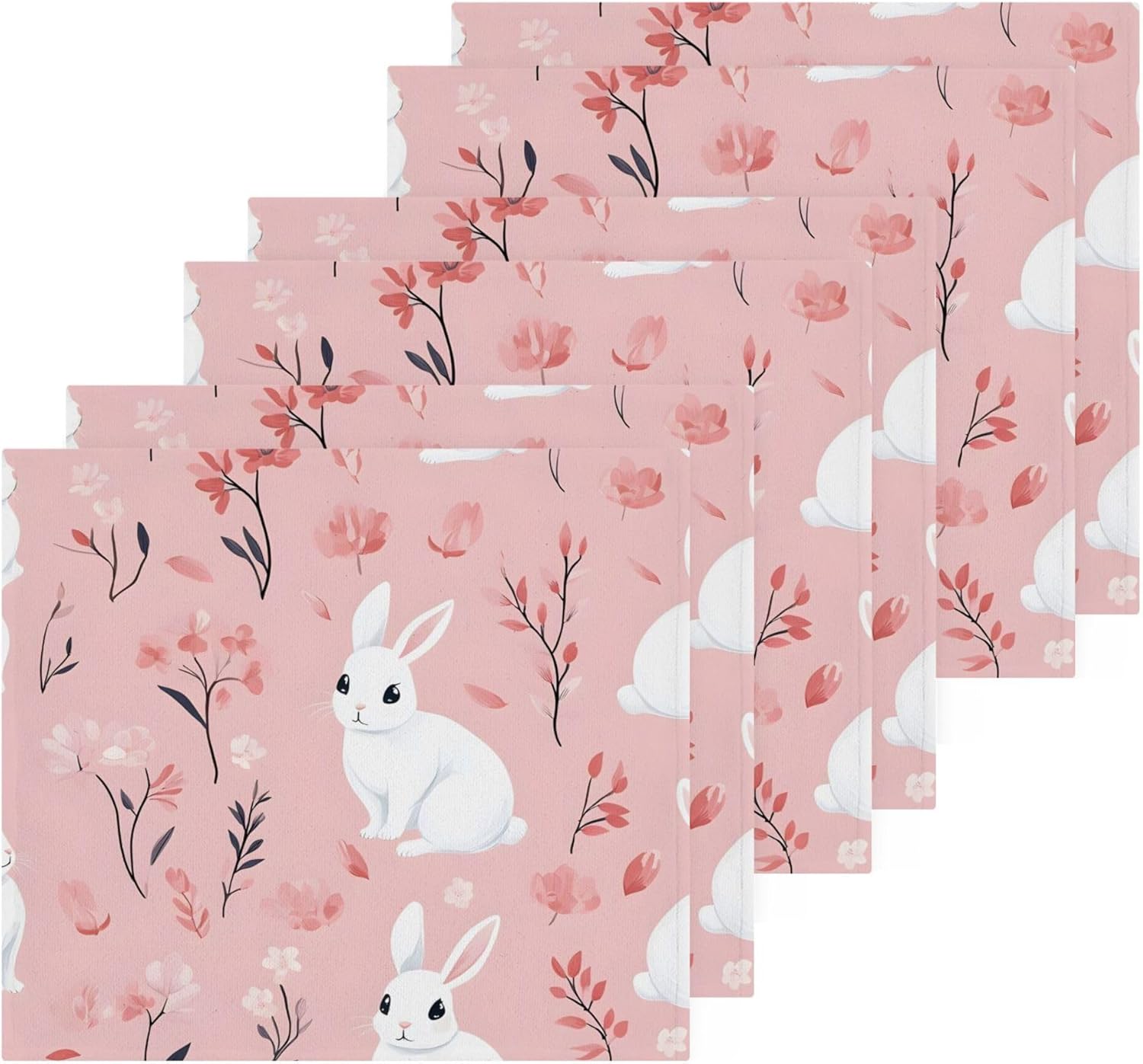 Xigua White Rabbits Washcloth Set - Super Cute Durable Fast-Drying