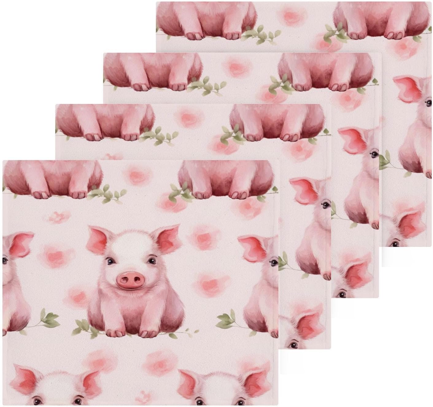 Pink Pig Washcloth 2-Pack Soft Reusable Fingertip Face Towels
