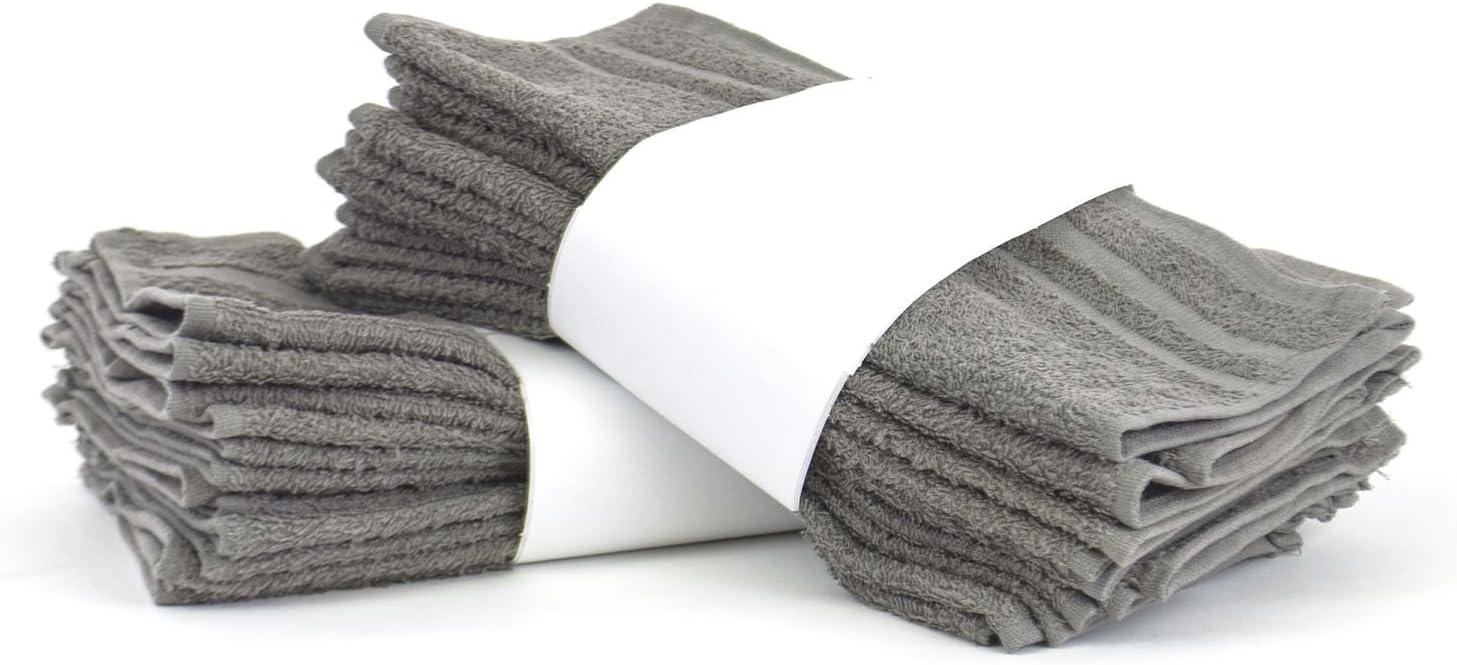 24 Set Eco Cotton Washcloths Cam Border Gray