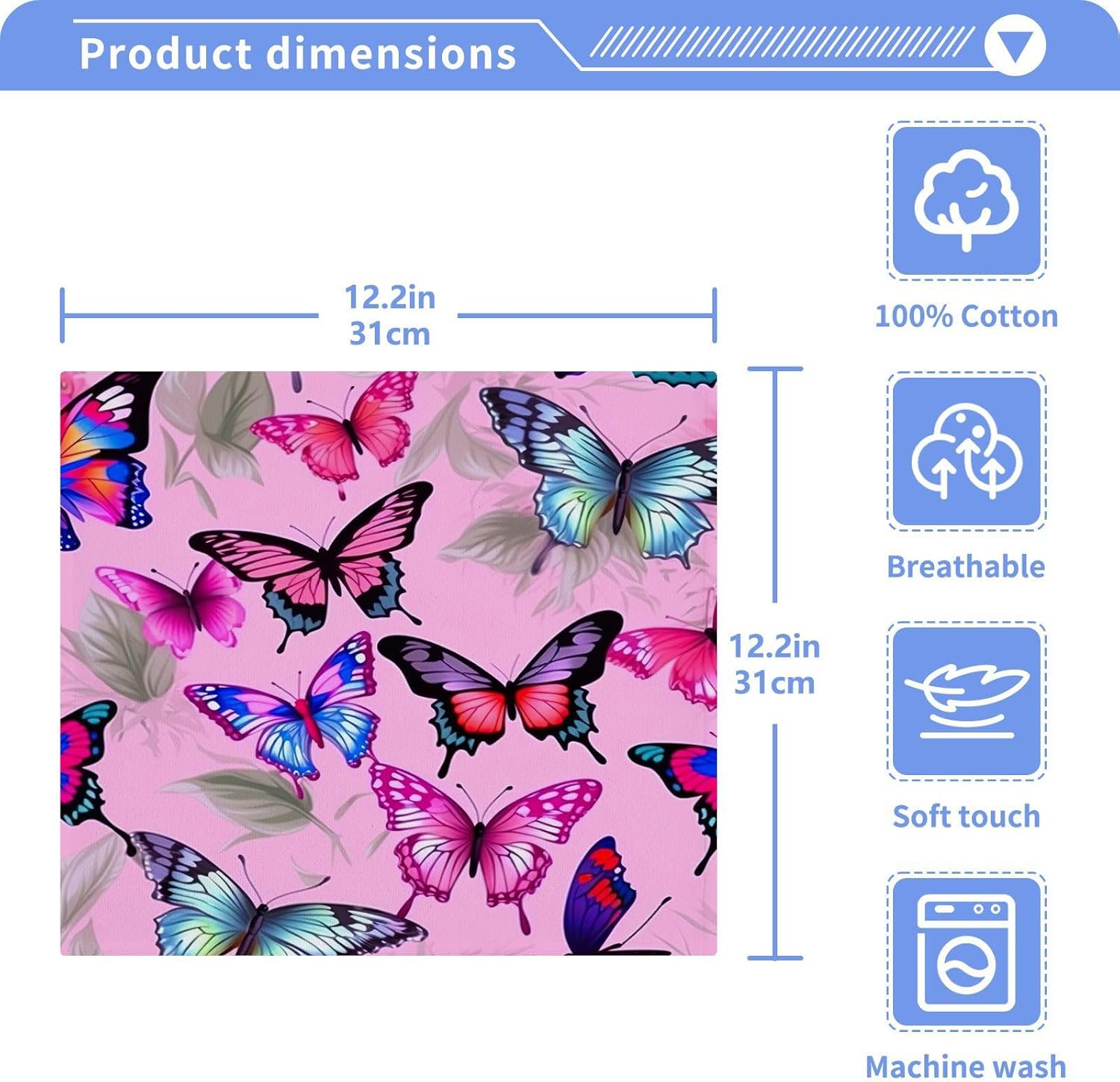 YETTASBIN Butterfly Washcloths 2 Pack Soft Absorbent Towels