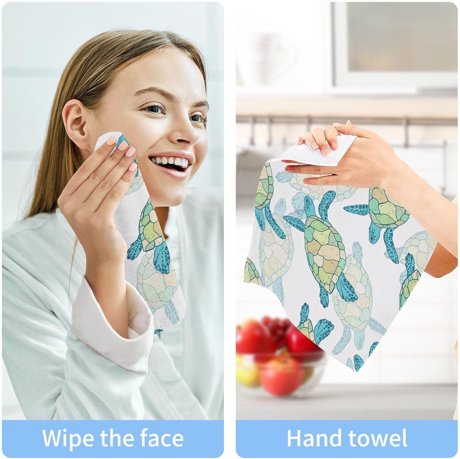Burbuja 4-Pack Sea Turtle Washcloths Soft Absorbent Reusable