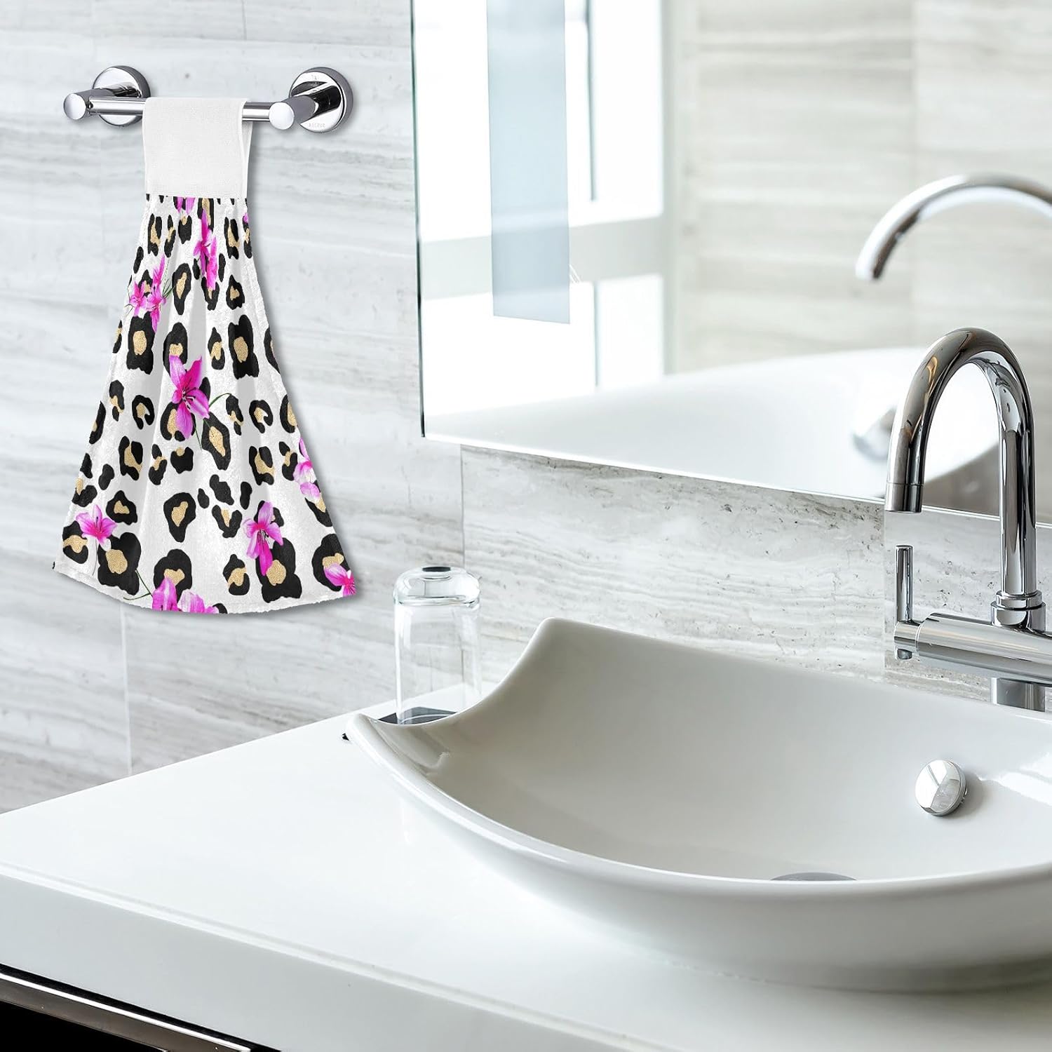 RPLIFE Black Leopard Spots Twin Pack Kitchen Hand Towels