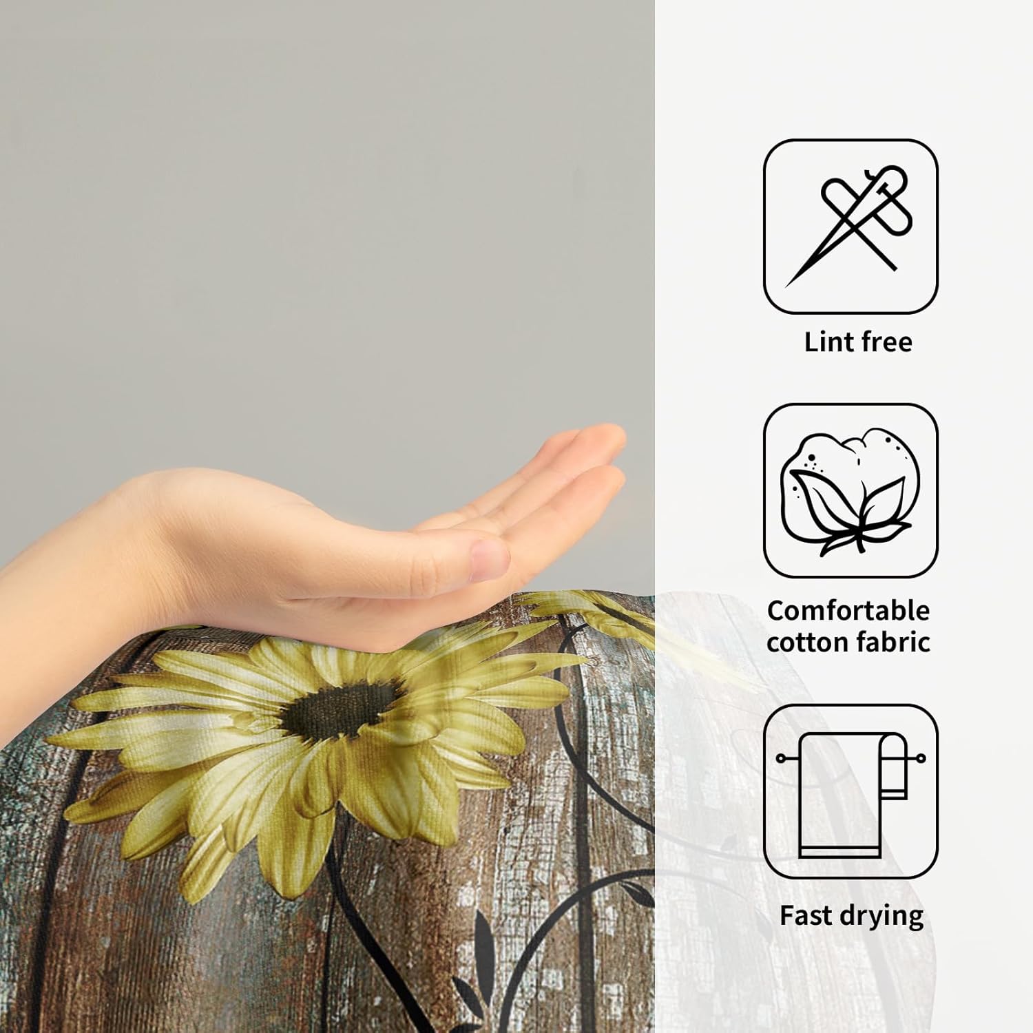 Giwawa Rustic Barn Sunflower Wooden Hand Towel Set