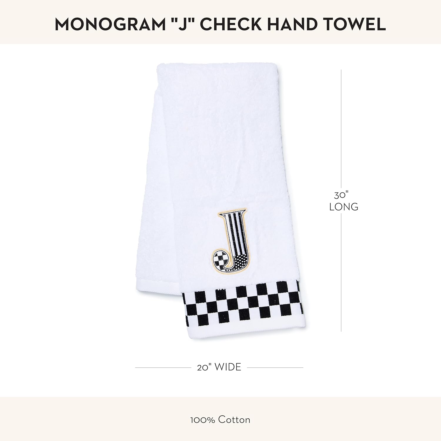 MACKENZIE-CHILDS Monogram Cotton Hand Towel for Bathroom or Kitchen