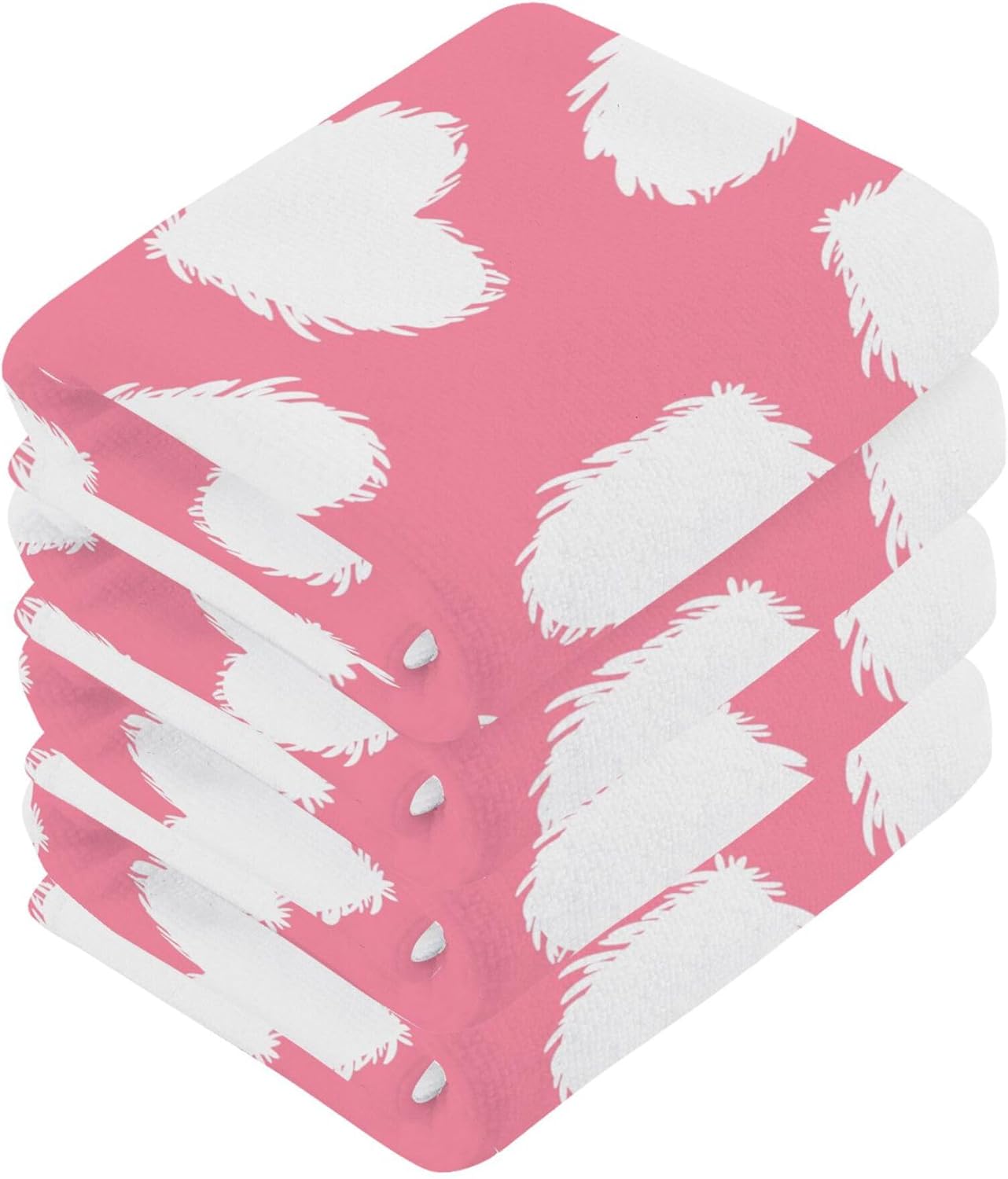 Xigua White Heart Washcloths Set of 2 12x12 Inch