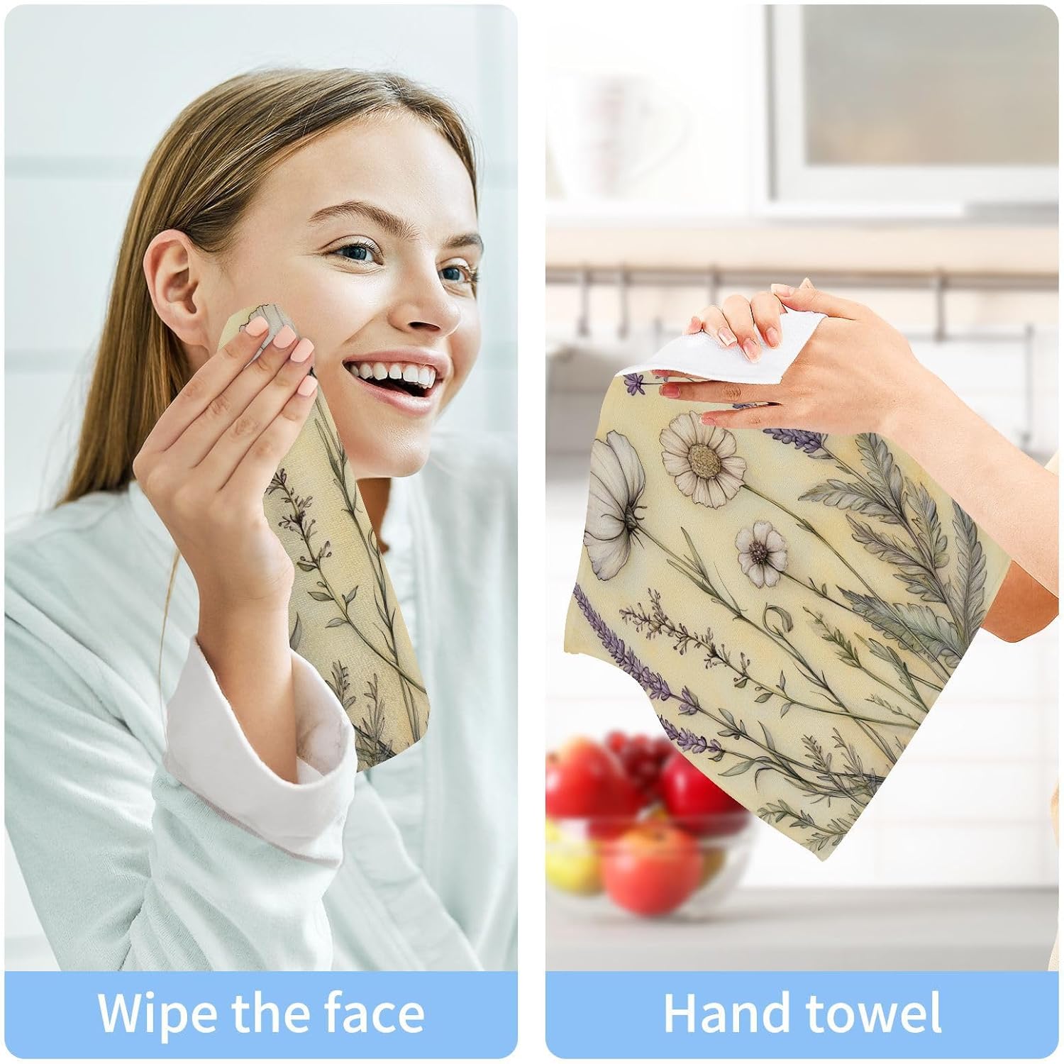 Haskirky 4 Pack Lavender Washcloths - 12x12 Inches Soft Face Towels
