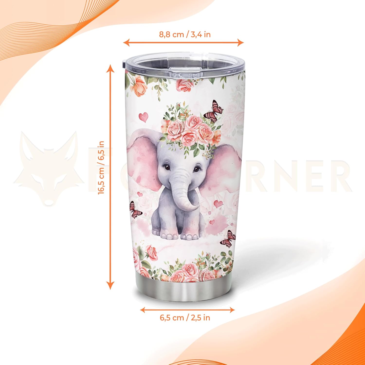 Personalized Elephant Tumbler Custom Design Gift for Kids and Adults