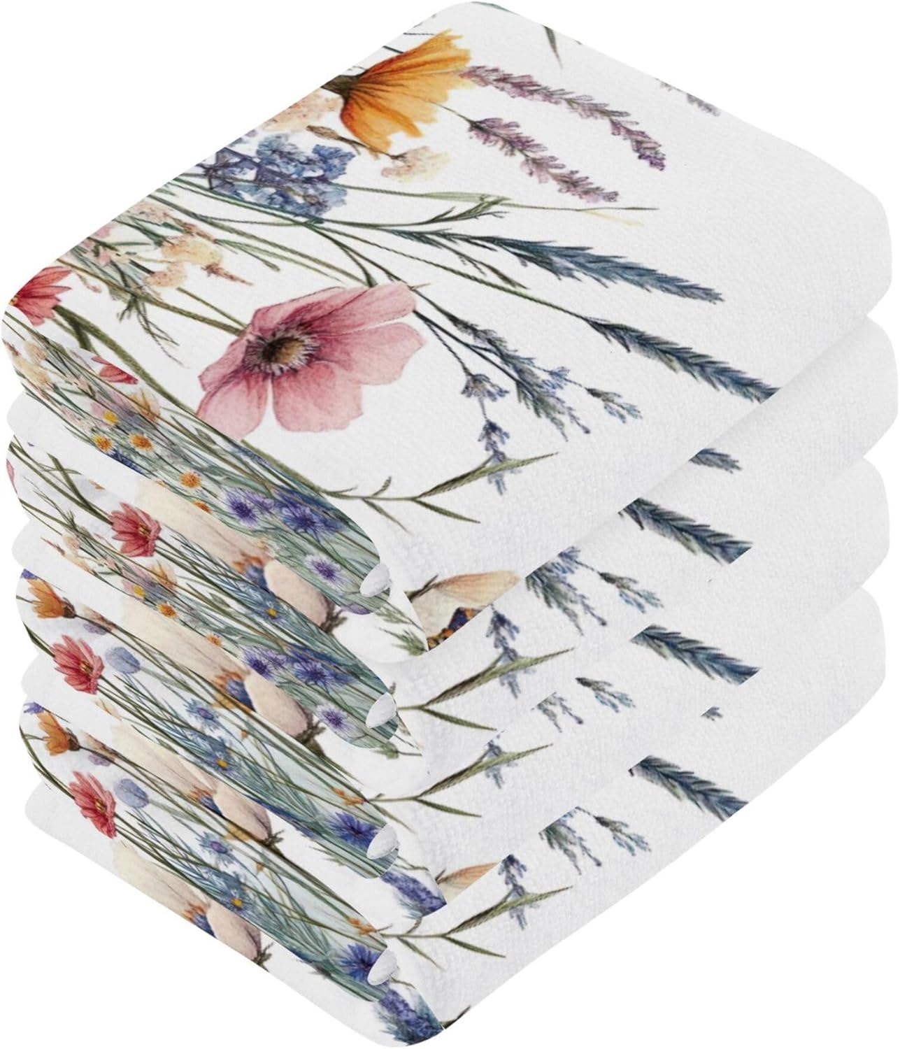 Xigua Wildflowers Washcloths Set of 2 12x12 Inch