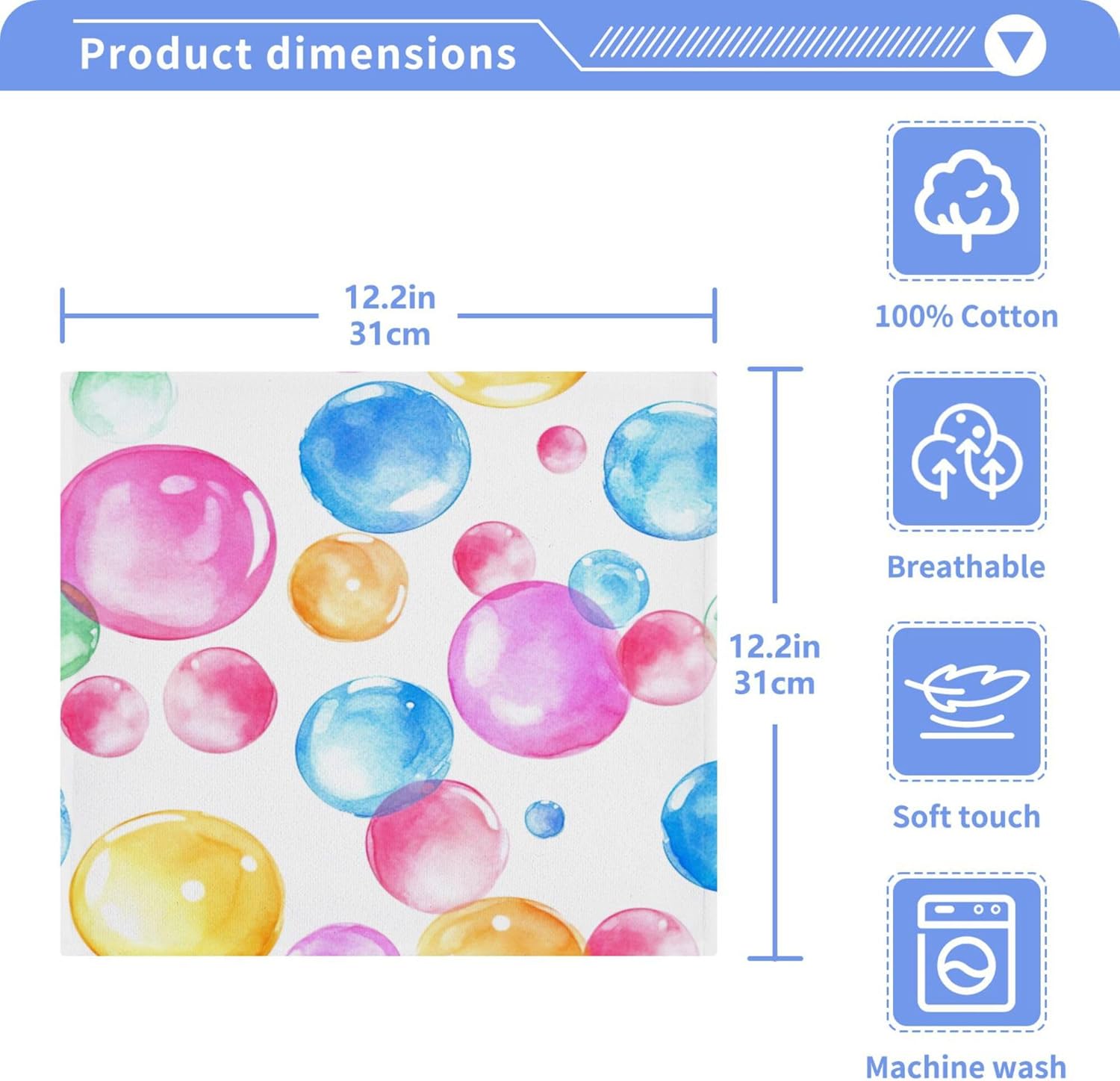 Xigua Watercolor Colorful Bubbles Washcloth Set 10