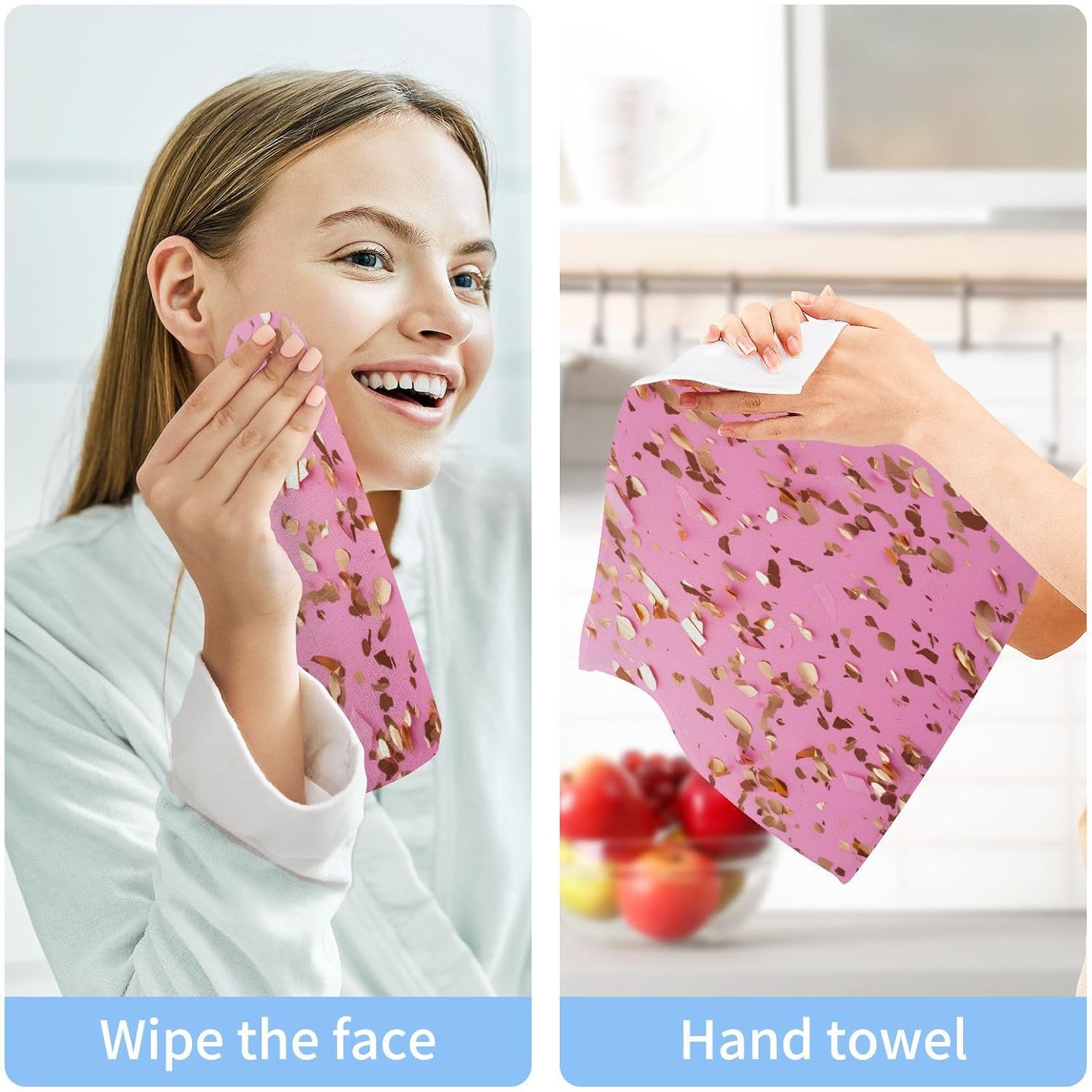 Rose Gold Fireworks Washcloth Set Soft Reusable Absorbent 12x12