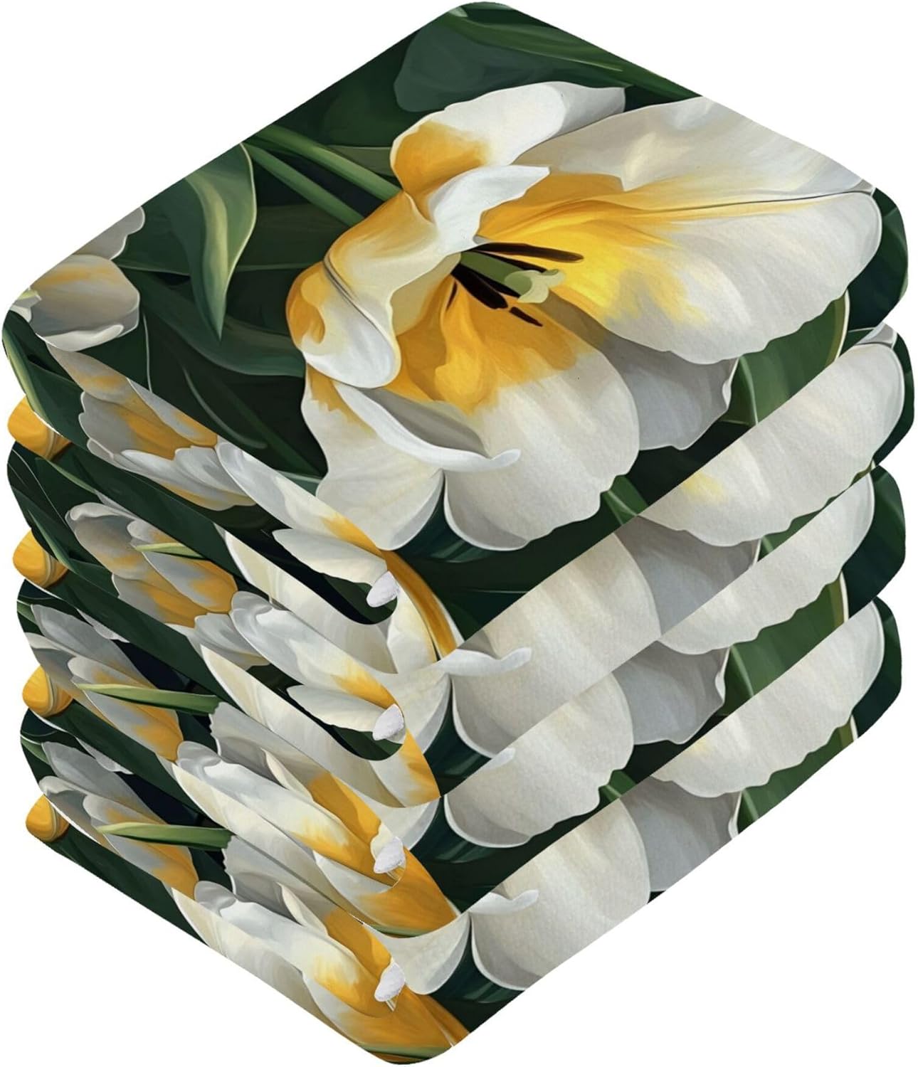Distinctive Yellow Tulip Washcloth Set