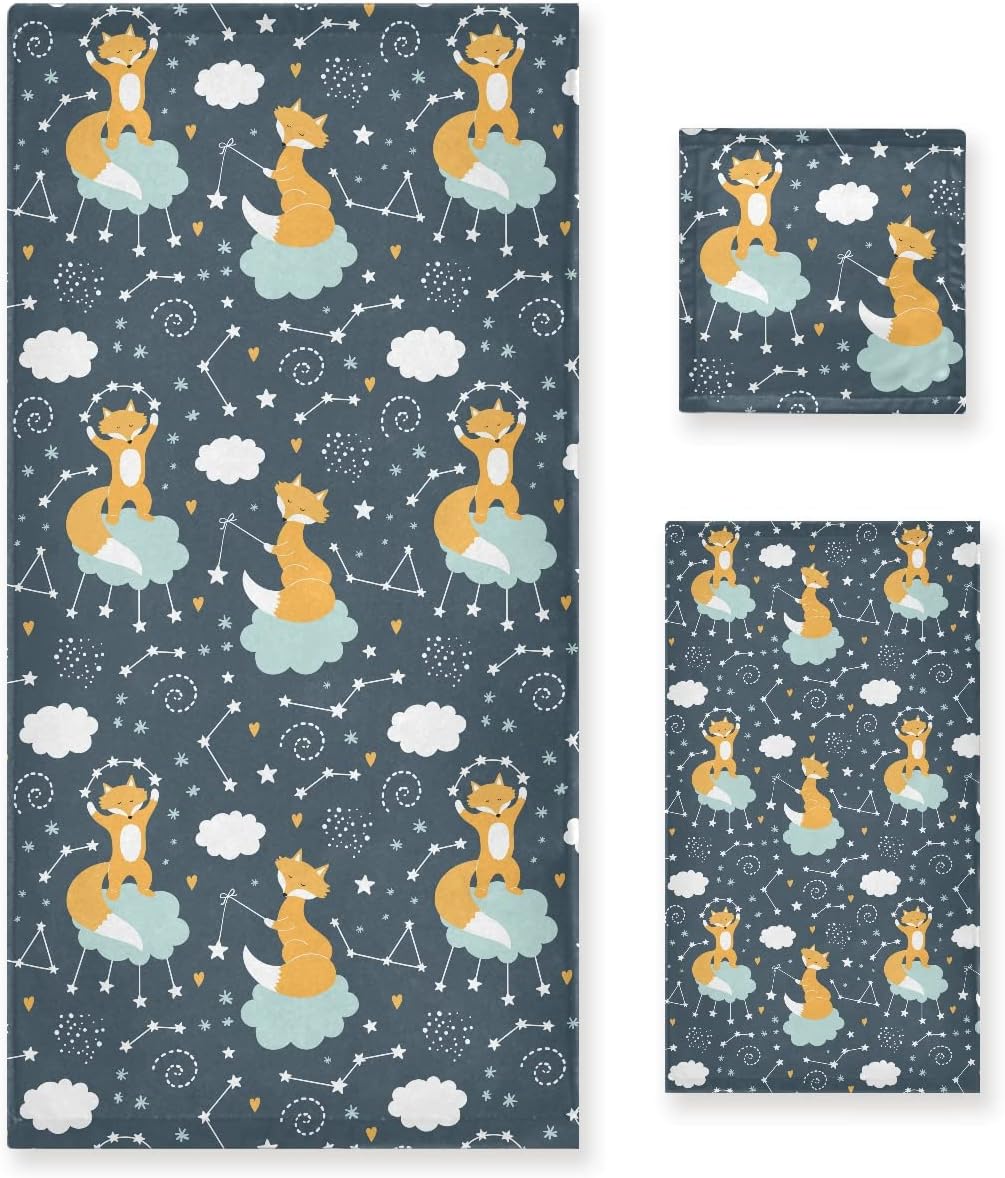 DOMIKING Adorably Perfect Cute Fox Bath Towels Set