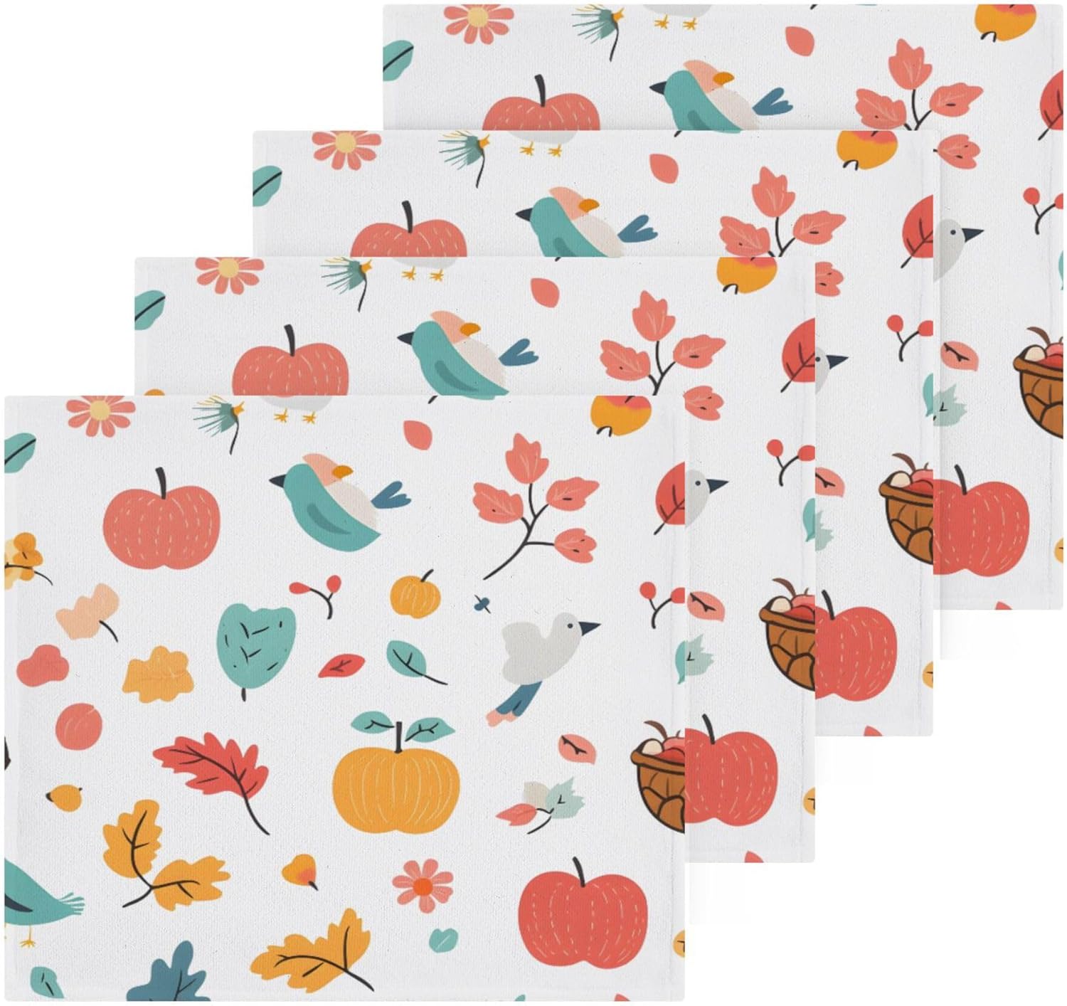 Machine Washable Autumn xigua Washcloth Set - Soft Absorbent Face Body Kitchen Toweels
