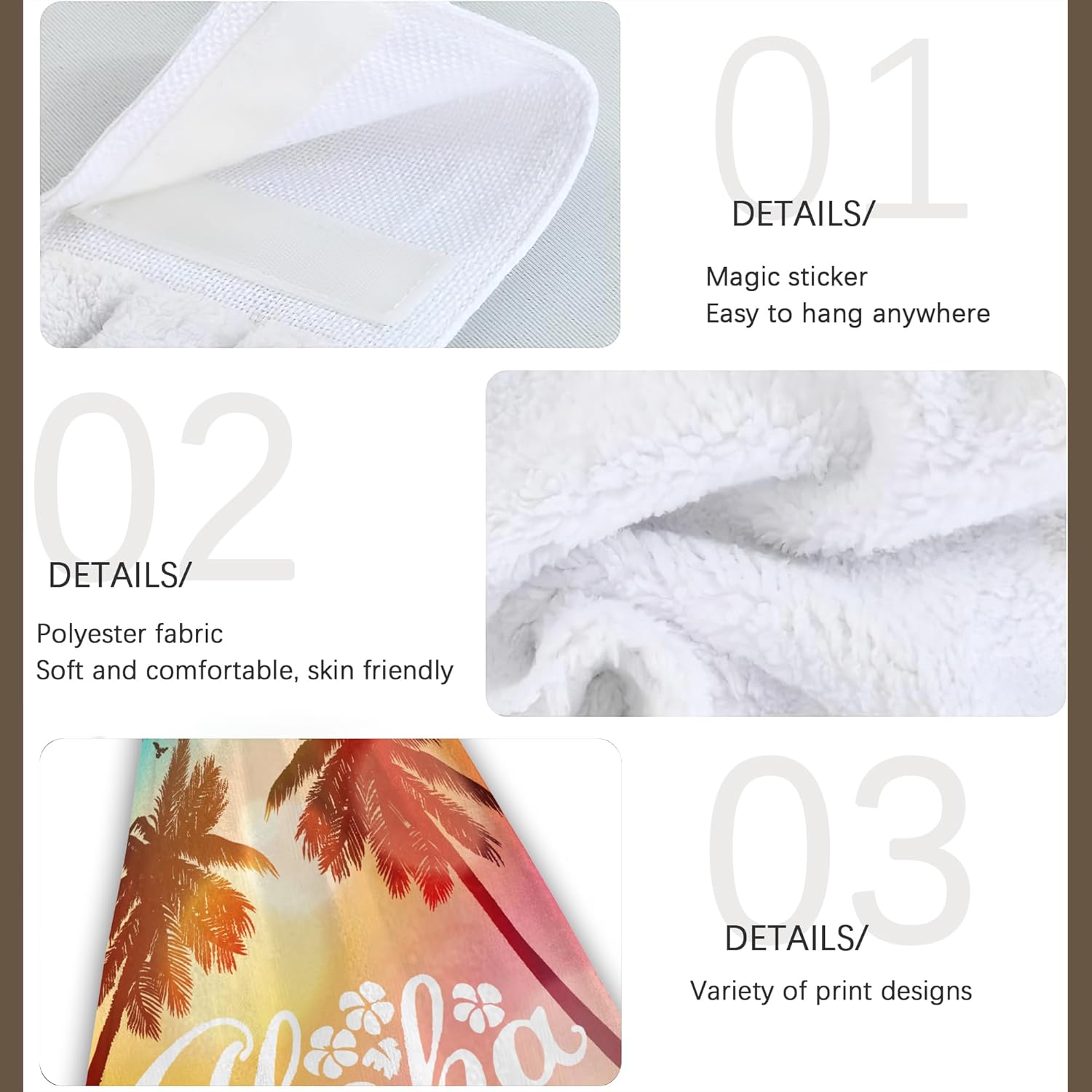 CIAIDU Summer Beach Palm Fingertip Hand Towels