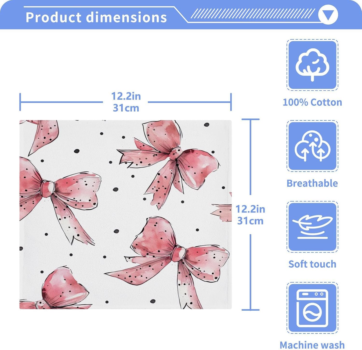 Perfectly Soft and Absorbent Pink Bow Washcloths