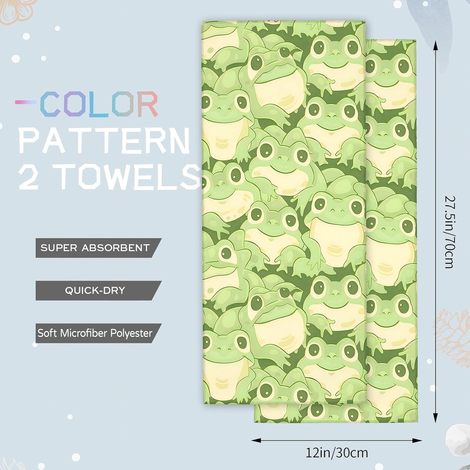 AmePay Cute Frog Hand Towels Set of 2 145 x 28
