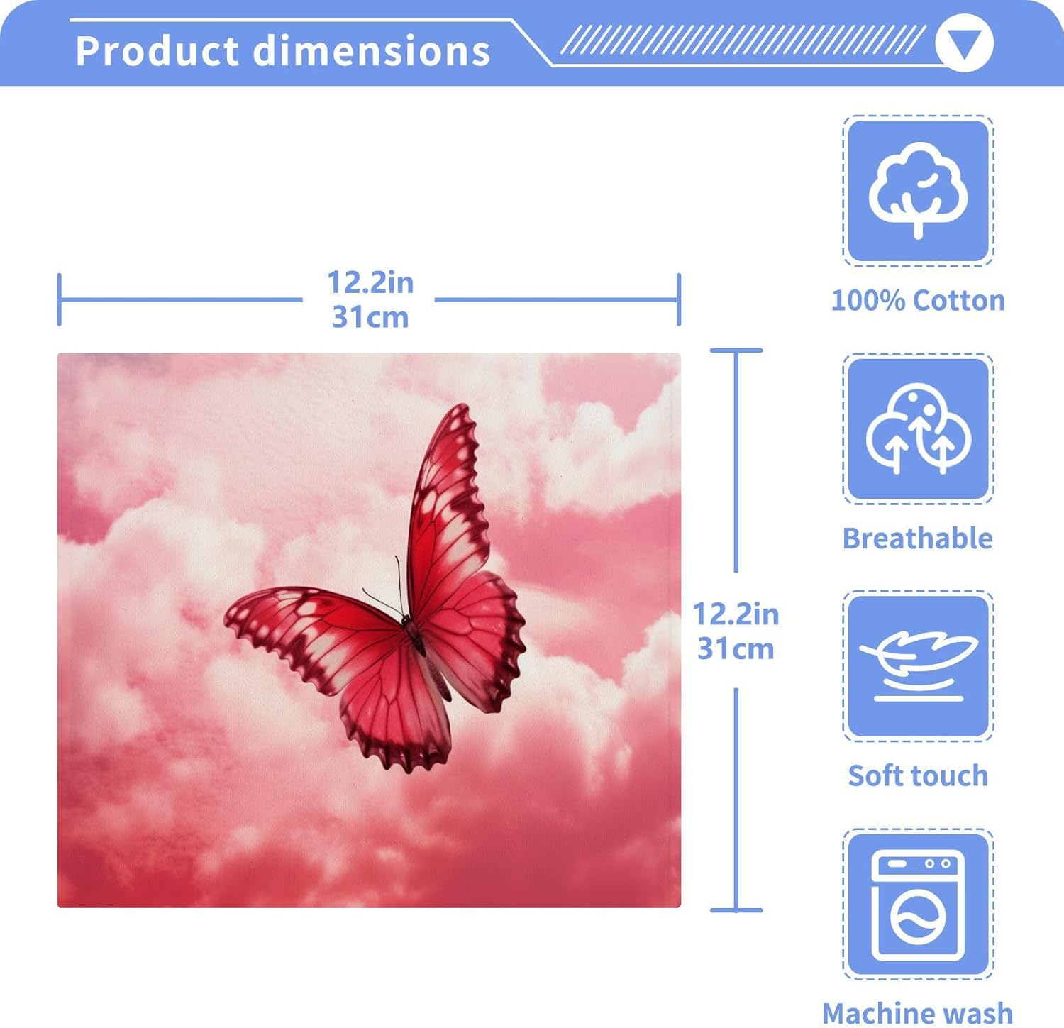 Soft Reusable Pink Butterfly Washcloths