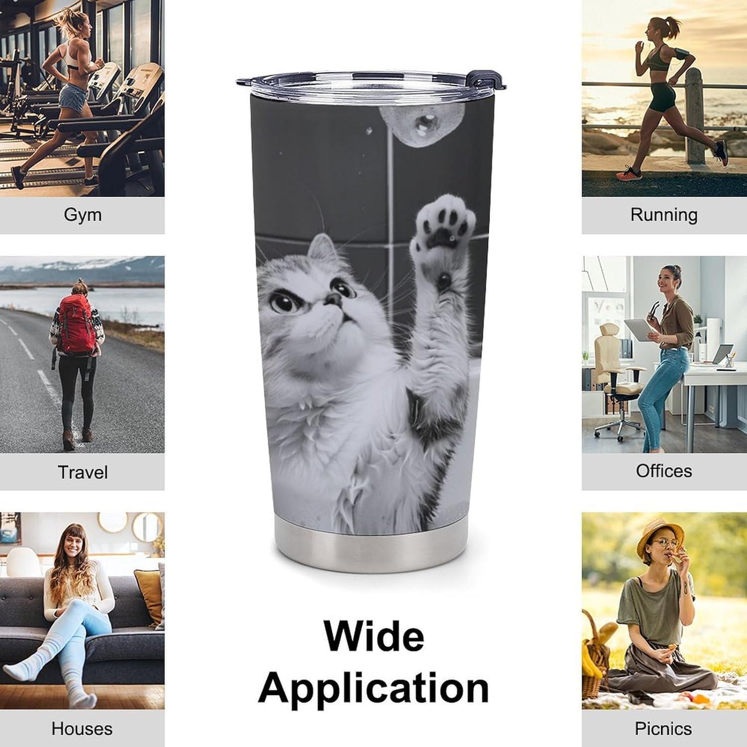 Cute Cat Insulated Stainless Steel Tumbler 20 Oz
