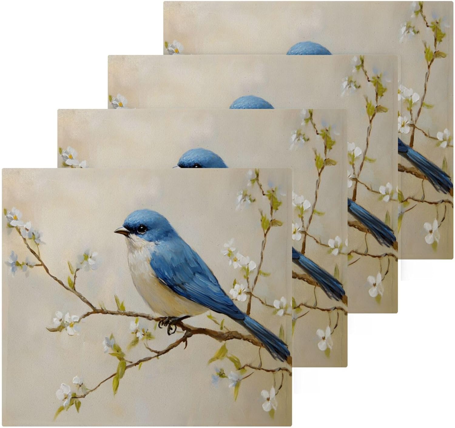 Xigua Blue Bird Washcloths Set of 2 12x12 Inch