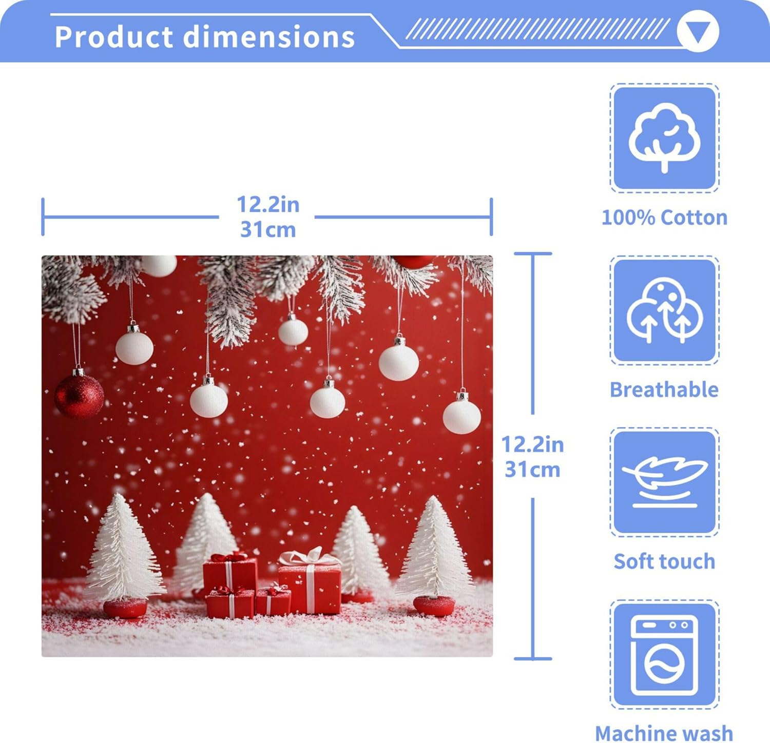 Xigua Christmas Washcloths Set of 2 12x12 Inch 1