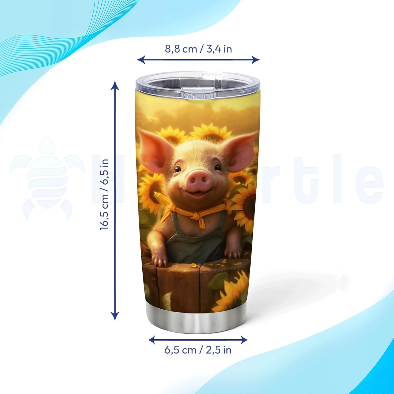 Hyturtle Personalized Pigs with Sunflowers Tumbler
