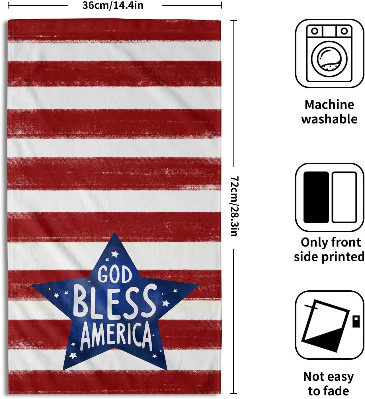 2 x USA Flag Towels Red Stripes Blue Star Patriotic Face Towels