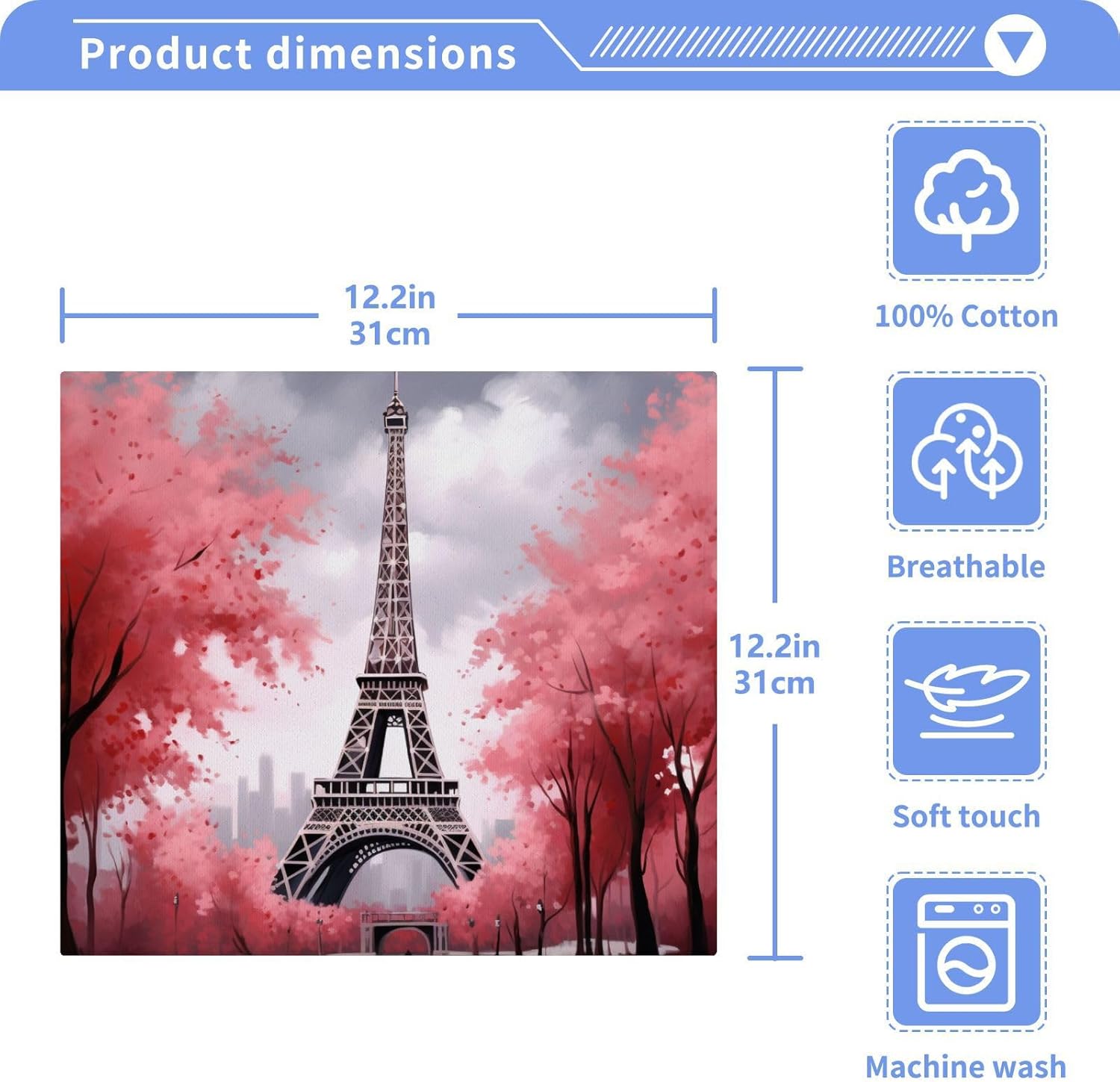 Eiffel Tower Washcloth Set Soft Absorbent for Baby Adults