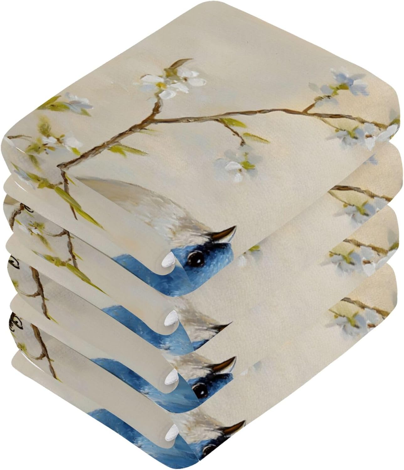 Xigua Blue Bird Washcloths Set of 2 12x12 Inch