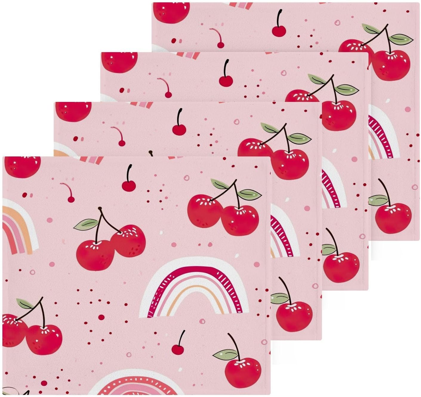 Cherry Rainbow Washcloth 2-Pack 12x12 High-Quality Cotton