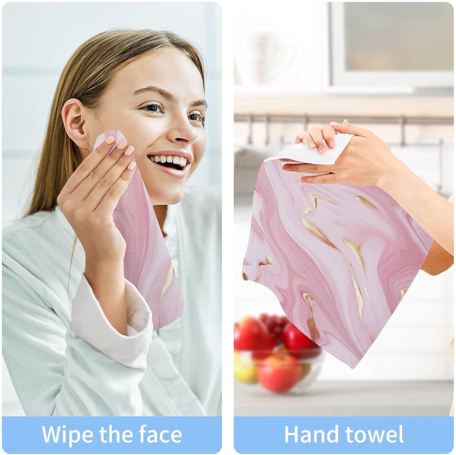 Marble Washcloth Set 2-Piece Soft Absorbent 12x12 Inch