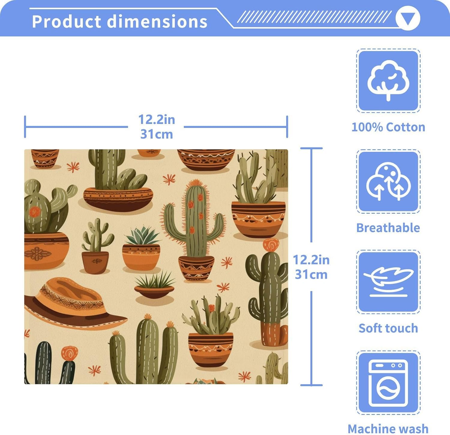 SUABO Soft Cotton Bath Washcloths 12x12 inches 2 Piece Set