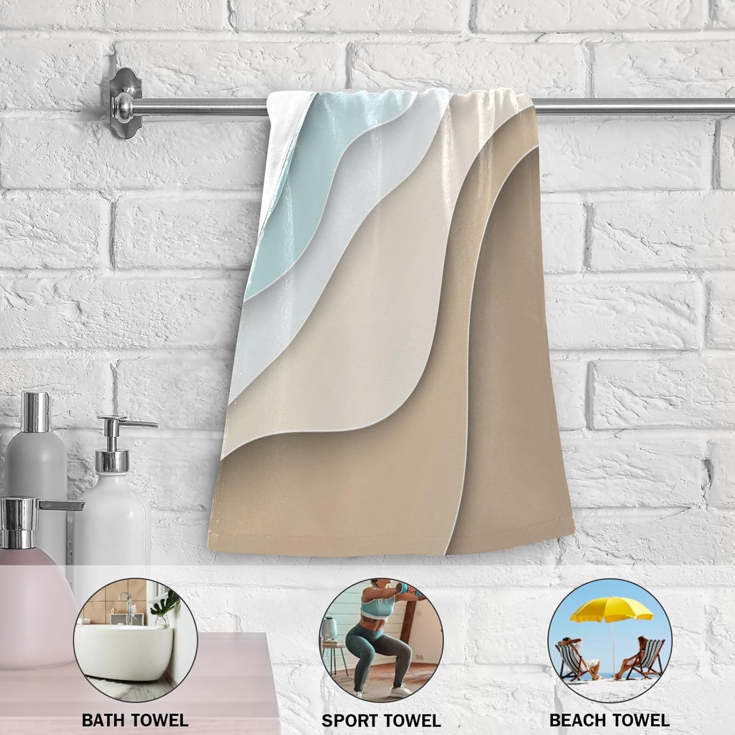 Turquoise Brown Cream Gradient Hand Towels Set of 2