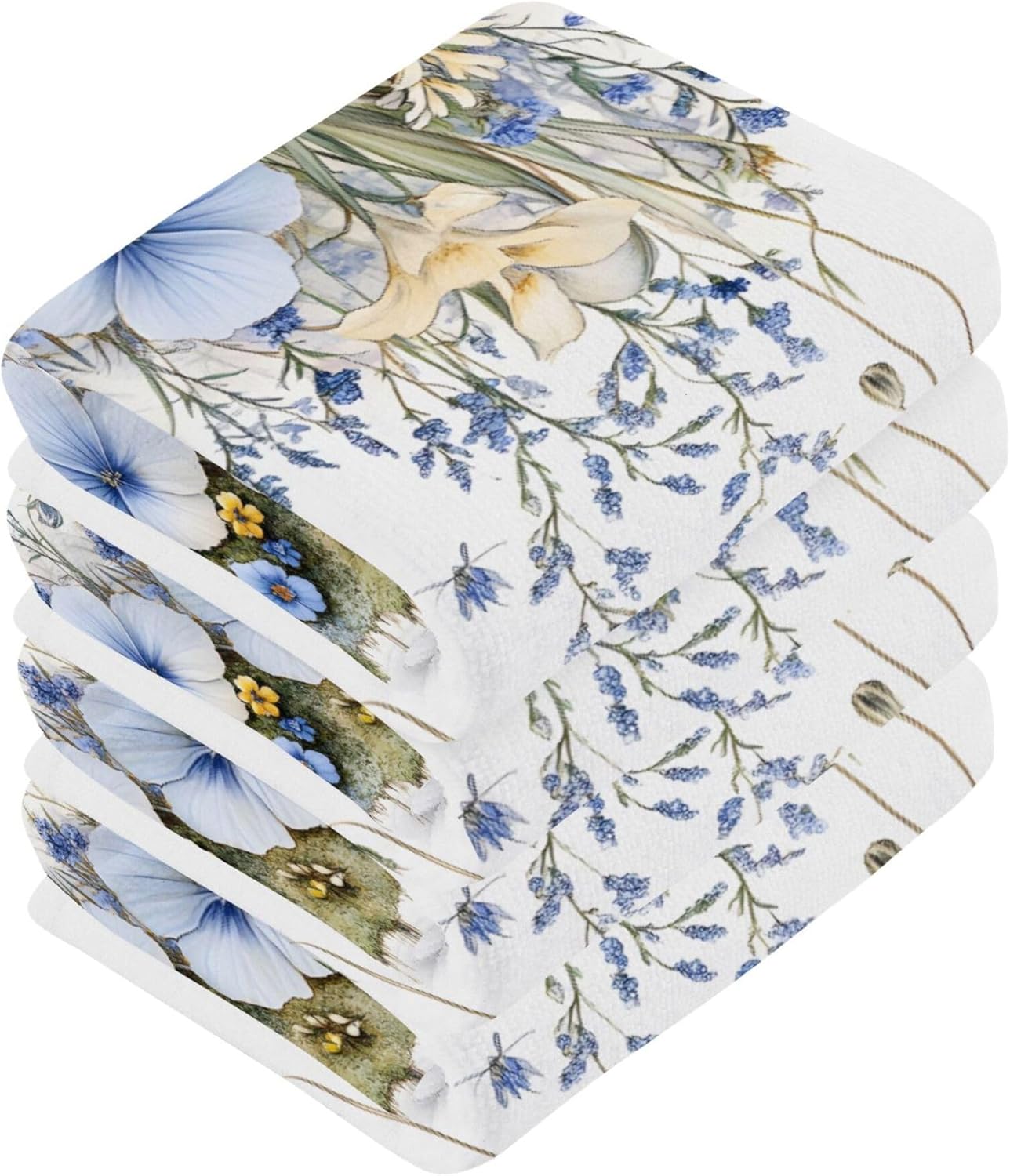 Xigua Fast Drying Washcloth Set - Blue and Yellow for Bathroom and Travel