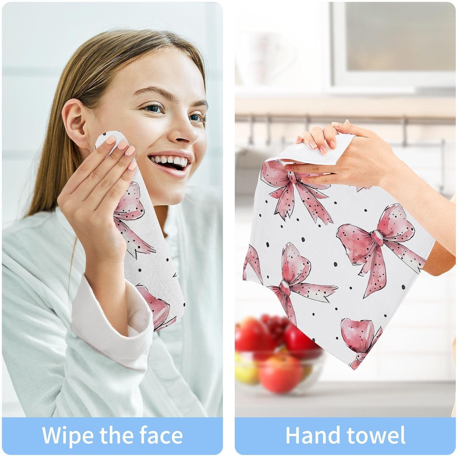 Perfectly Soft and Absorbent Pink Bow Washcloths