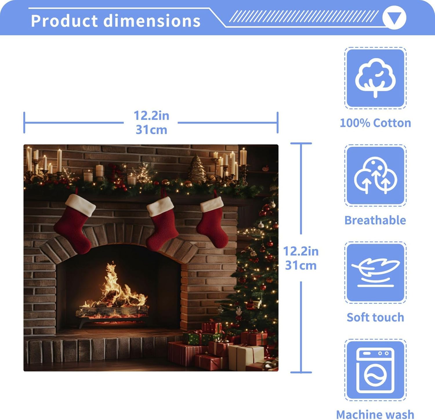 Xigua Christmas Tree fireplace washcloth set 12 inch