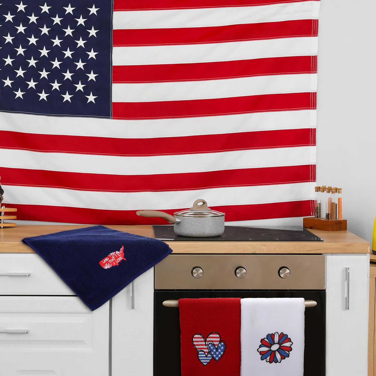 3 Pcs Patriotic Hand Towels 14x29 Independence Day Set