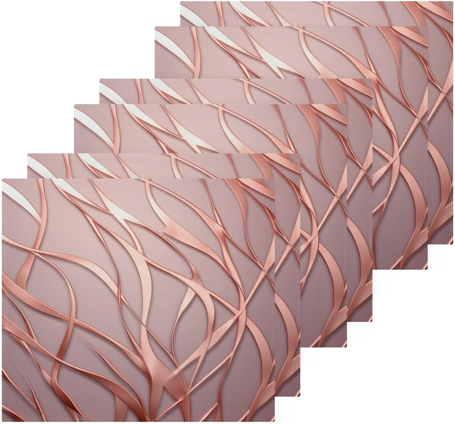 Elegant Rose Gold Stripes Washcloth Set