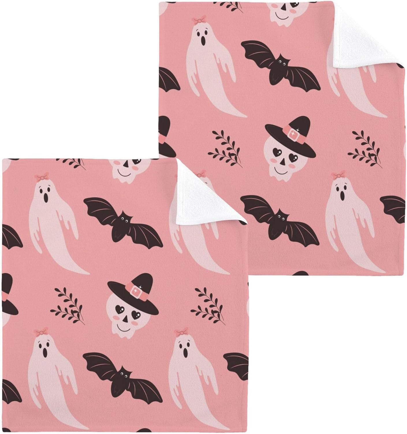 Xigua Halloween Boo Washcloths Set of 2 12x12 Inch