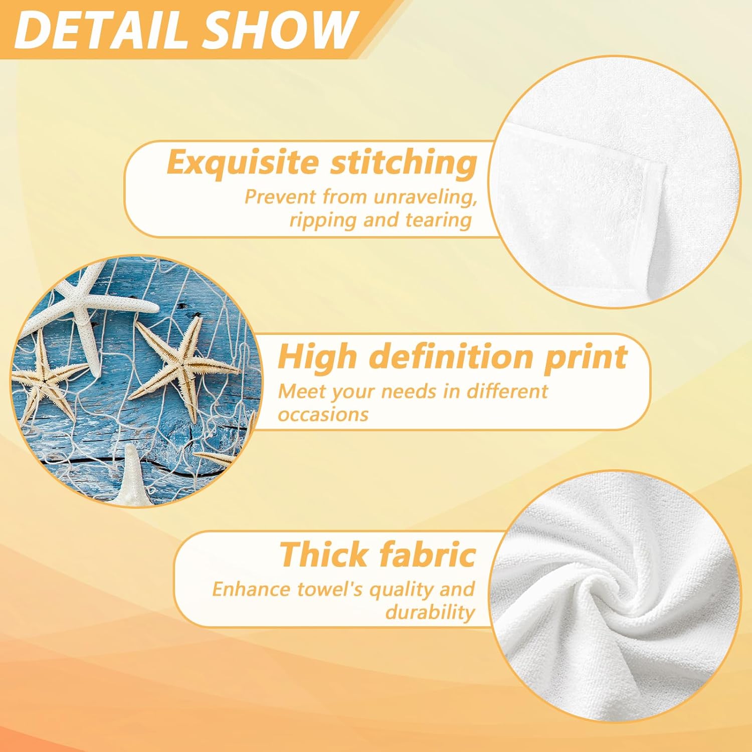 Detscripts Starfish Seashell Hand Towels
