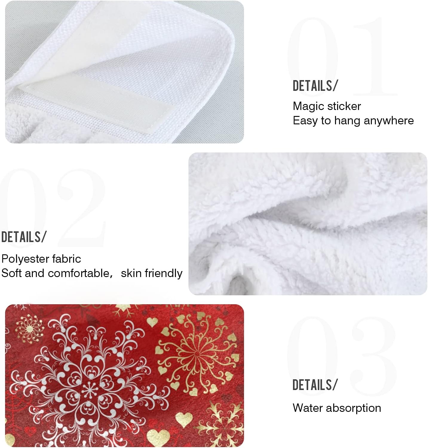 Winter Snowflake Kitchen Towels Red