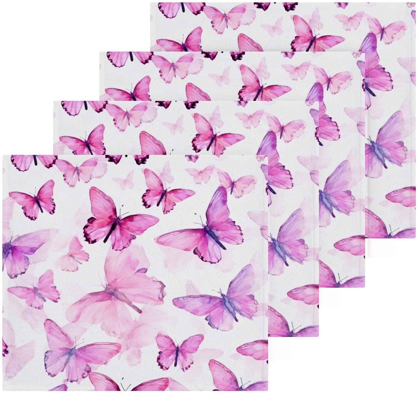YETTASBIN Butterfly Washcloths 2-Pack Soft Absorbent Cotton Baby Face Towels