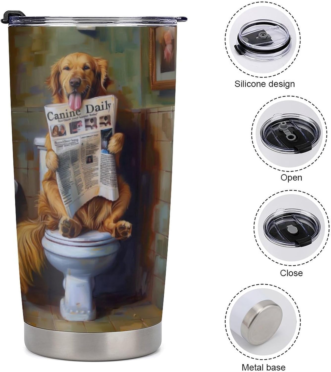 Golden Retriever Travel Tumbler Insulated Stainless Steel 20 oz