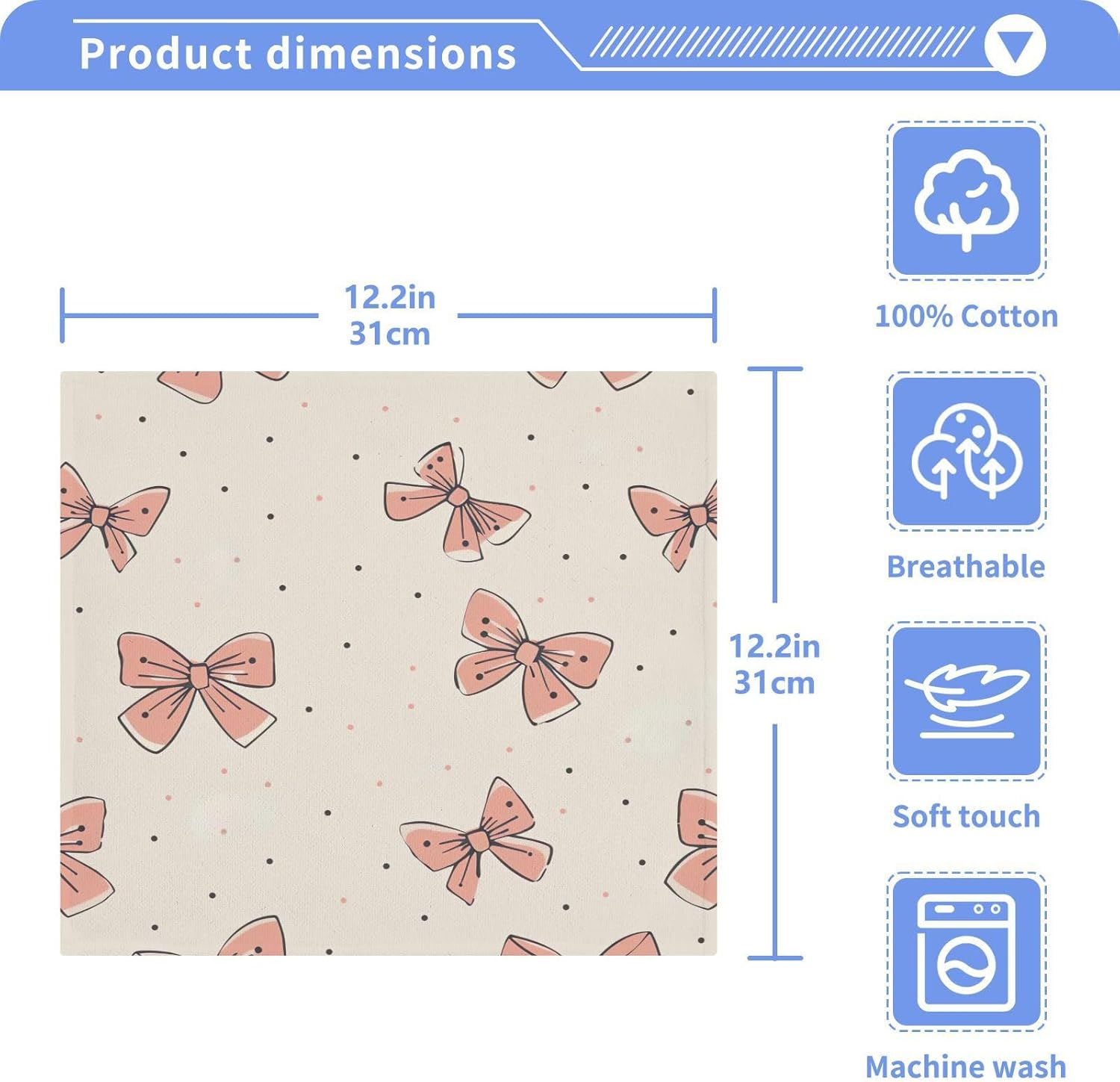 Light Pink Bow Washcloth Set