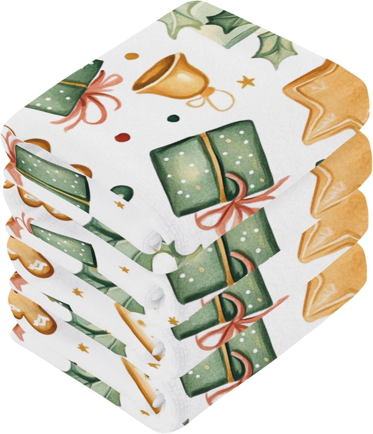 Xigua Cute Christmas Pattern Washcloths Set of 2 12 X 12 Inch