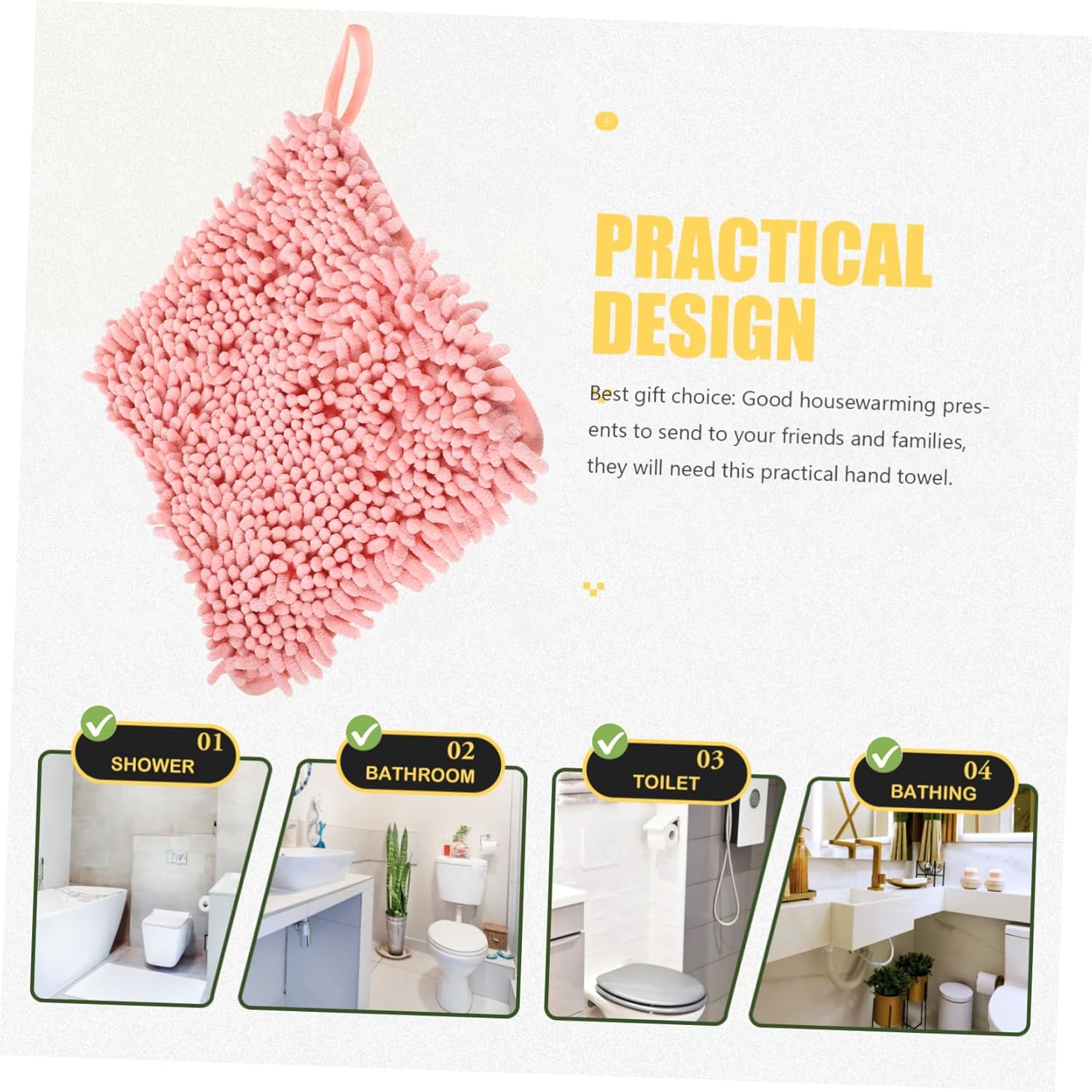 ABOOFAN Hanging Chenille Hand Towel with Lanyard