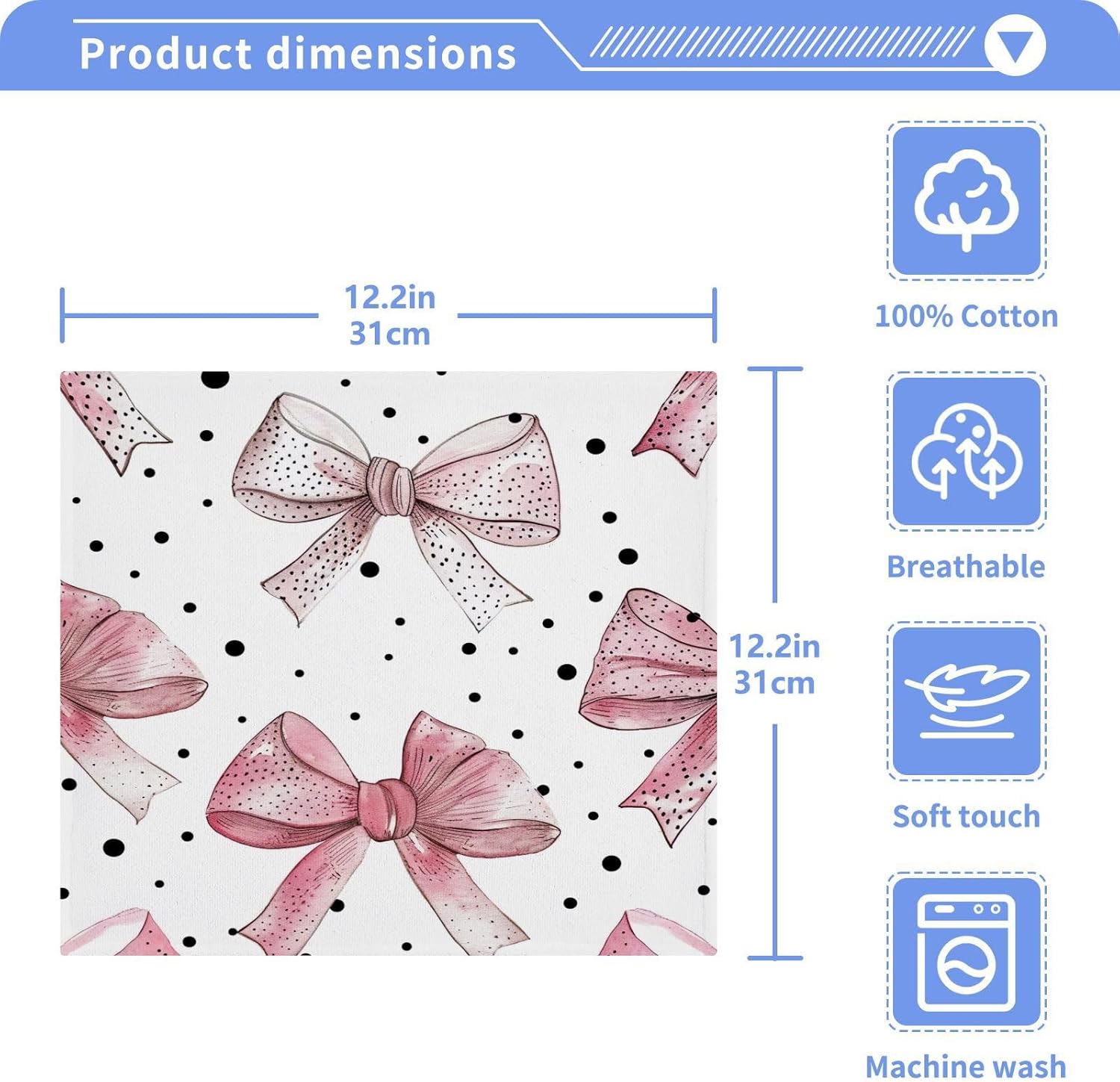 YETTASBIN Bow Pink Washcloths 2 Pack