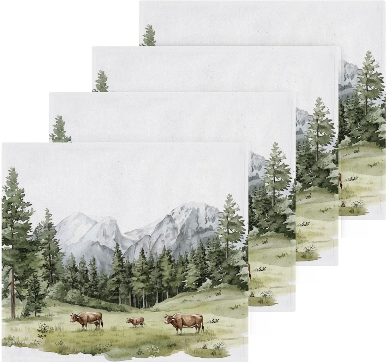 Green Trees and Pines Washcloth Set - Eco-Friendly Absorbent Durable